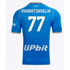 SSC Napoli Khvicha Kvaratskhelia #77 Hemmatröja 2023-24 Korta ärmar